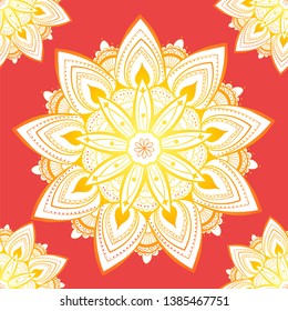 Ornamental seamless pattern with mandala. Vintage, paisley elements. Ornament. Traditional, Ethnic, Turkish, Indian motifs. Great for fabric and textile, wallpaper, packaging or any desired idea