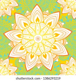 Ornamental seamless pattern with mandala. Vintage, paisley elements. Ornament. Traditional, Ethnic, Turkish, Indian motifs. Great for fabric and textile, wallpaper, packaging or any desired idea