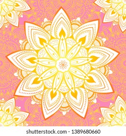 Ornamental seamless pattern with mandala. Vintage, paisley elements. Ornament. Traditional, Ethnic, Turkish, Indian motifs. Great for fabric and textile, wallpaper, packaging or any desired idea