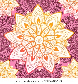Ornamental seamless pattern with mandala. Vintage, paisley elements. Ornament. Traditional, Ethnic, Turkish, Indian motifs. Great for fabric and textile, wallpaper, packaging or any desired idea