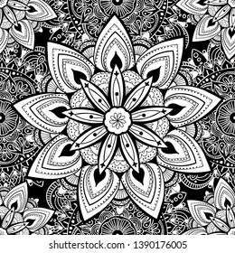 Ornamental seamless pattern with mandala. Vintage, paisley elements. Ornament. Traditional, Ethnic, Turkish, Indian motifs. Great for fabric and textile, wallpaper, packaging or any desired idea