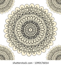 Patrón ornamental sin fisuras con mandala. Antiguas, Elementos Paisley. Ornamento. Motivos tradicionales, étnicos, turcos e indios. Ideal para la tela y la materia textil, el Fondo de pantalla, el embalaje o cualquier idea deseada