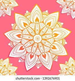 Ornamental seamless pattern with mandala. Vintage, paisley elements. Ornament. Traditional, Ethnic, Turkish, Indian motifs. Great for fabric and textile, wallpaper, packaging or any desired idea