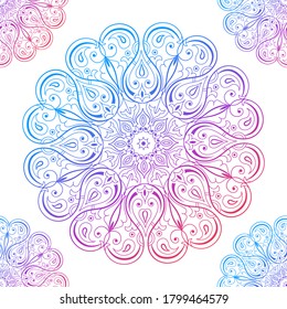 Ornamental seamless pattern with mandala. Vintage, paisley elements. Ornament. Traditional, Ethnic, Turkish, Indian motifs. Great for fabric and textile, wallpaper, packaging or any desired idea