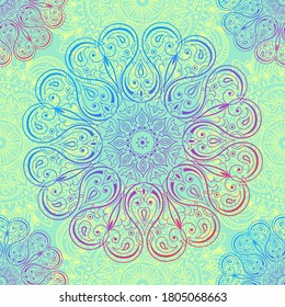 Ornamental seamless pattern with mandala. Vintage, paisley elements. Ornament. Traditional, Ethnic, Turkish, Indian motifs. Great for fabric and textile, wallpaper, packaging or any desired idea