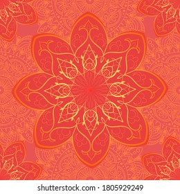 Ziernahtloses Muster mit Mandala. Vintage, Paisley-Elemente. Ornament. Traditionelle, ethnische, türkische, indische Motive. Ideal für Gewebe und Textilien, Tapeten, Verpackungen oder jede beliebige Idee
