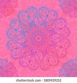 Patrón ornamental sin fisuras con mandala. Elementos antiguos, paisley. Ornamento. Motivos tradicionales, étnicos, turcos e indios. Ideal para tejidos y textiles, papel pintado, embalaje o cualquier idea deseada