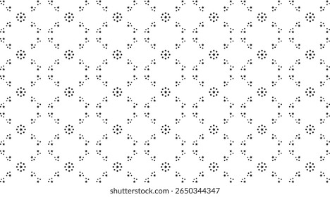 Ornamental seamless pattern in oriental style with minimalist floral line art, small geometric diamond shapes, and subtle abstract vector symmetry