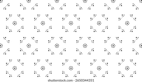 Ornamental seamless pattern in oriental style with minimalist floral line art, small geometric diamond shapes, and subtle abstract vector symmetry