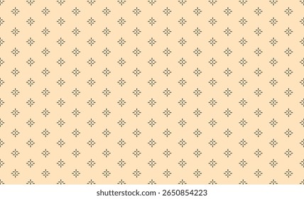 Padrão ornamental sem emenda em estilo oriental com arte floral minimalista, pequenas formas geométricas de diamante e simetria vetorial abstrata sutil