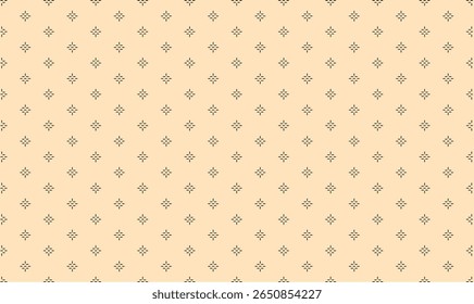 Ornamental seamless pattern in oriental style with minimalist floral line art, small geometric diamond shapes, and subtle abstract vector symmetry