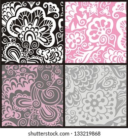 Ornamental seamless pattern for paisley (set). Vector illustration.