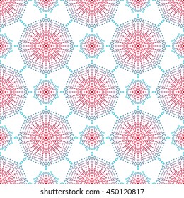 Ornamental Seamless Pattern. Repetitive Abstract Symmetry Texture. Vector Eastern Ornament Background with Vintage Decorative Mandala Islam, Arabic, Indian Motifs