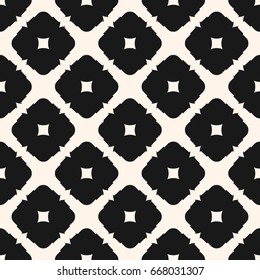 Ornamental seamless pattern. Stylish vector geometric texture, monochrome ornament. Square shapes, diagonal grid. Abstract background in oriental style. Repeat design for decor, tiling, fabric, cloth