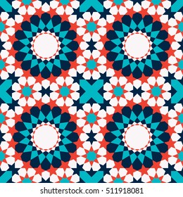 Ornamental seamless pattern. Vector abstract background. Morocco, Traditional Arabic Islamic Background. Mosque decoration element Ideal for wall decoration and wrapping paper design.