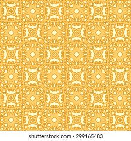 Ornamental seamless pattern yellow in beige. Abstract background