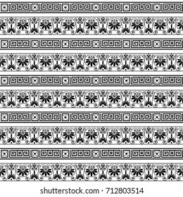 Ornamental seamless striped pattern background in white and black colors, vector illustration
