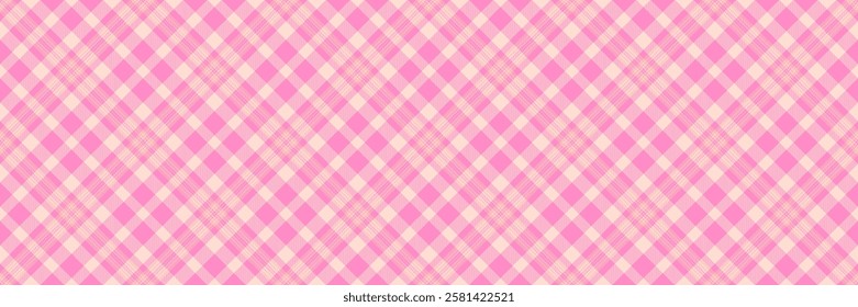 Ornamental seamless tartan plaid, deluxe pattern vector fabric. Newborn background check textile texture in light and pink colors palette.