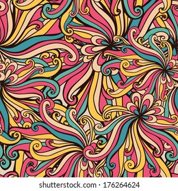 Ornamental seamless vector abstract pattern. Color waves texture. Can be used for textile, wrapping, background, wallpaper.