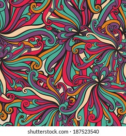 Ornamental seamless vector abstract pattern. Color waves texture. 