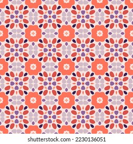 Ornamental seamless vector pattern. Folk art style kaleidoscopic background in repeat. 