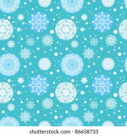 Ornamental seamless vector snowflakes background