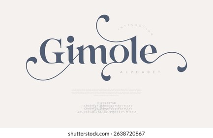 Ornamental serif font with curly swashes and decorative elegance, perfect for packaging and invitations