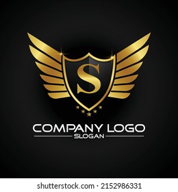 ornamental shield Gold S Luxury 
Initial Logo Template Vector Icons