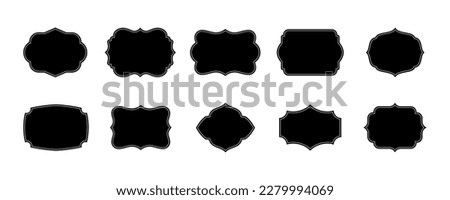 Ornamental silhouette label frames collection template, ornate labels, decorative vintage frame and retro badge, sale sticker, or invitation card. editable different shapes Blank label frame set