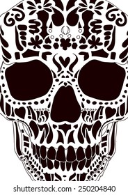 Ornamental skull as abstract floral illustration on background for design. Vector