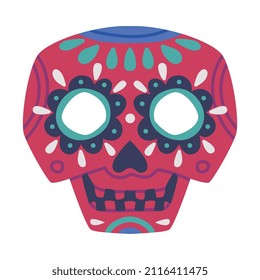 Ornamental Skull Day of Dead and Mexican Symbol Vector Illustration