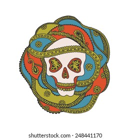 Ornamental skull design. Based on a hand drawn sketch. 
