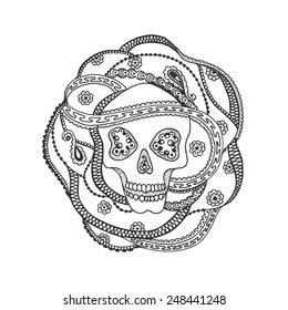 Ornamental skull design. Based on a hand drawn sketch. 