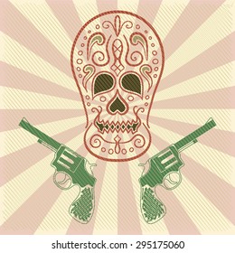 Ornamental Skull With Guns.