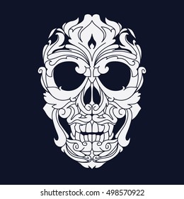 Ornamental Skull Head Tribal Tattoo