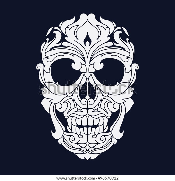 Ornamental Skull Head Tribal Tattoo Stock Vector Royalty Free 498570922