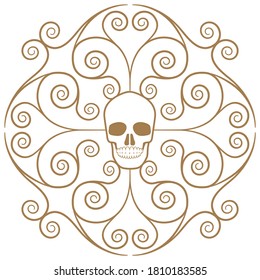 Ornamental skull isolated on white background