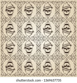 Ornamental Skull Pattern - Vector