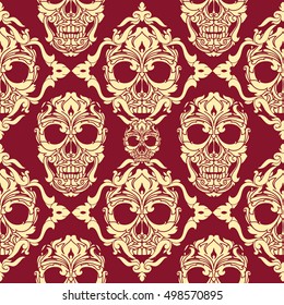 Ornamental Skull Seamless Pattern Stock Vector (Royalty Free) 498570913 ...