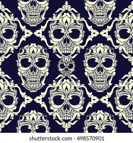 Ornamental Skull Seamless Pattern