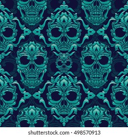 Ornamental Skull Seamless Pattern