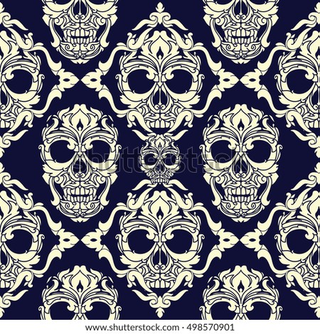 ornamental skull seamless pattern