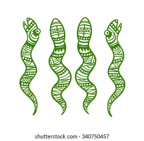 Ornamental snake in ethnic patterns