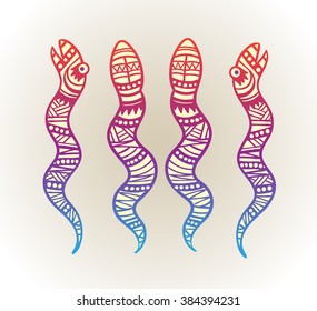 Ornamental snake in ethnic patterns