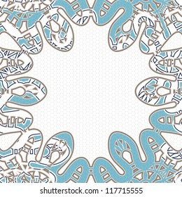 Ornamental snake skin frame on white, vector vignette background
