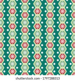 Ornamental snowflakes and stars seamless pattern