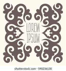 Ornamental square design in eastern style. Oriental mood - islam, arabic motifs. Frame, border, template