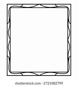 Marco cuadrado ornamental con borde de línea fluida abstracta, Diseño gráfico de estilo de contorno minimalista 