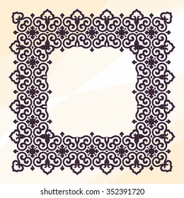 Ornamental square frame in oriental style on abstract background