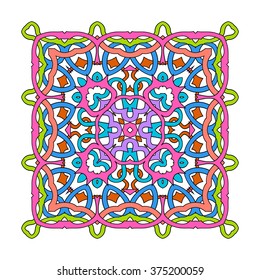Ornamental square mandala on white background